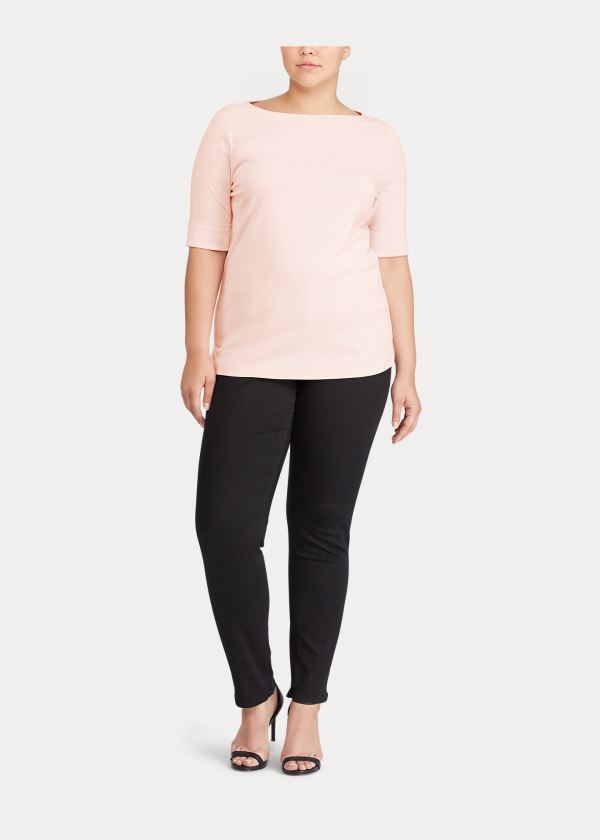 Women's Ralph Lauren Stretch Cotton Boatneck Tops | 420931VOD